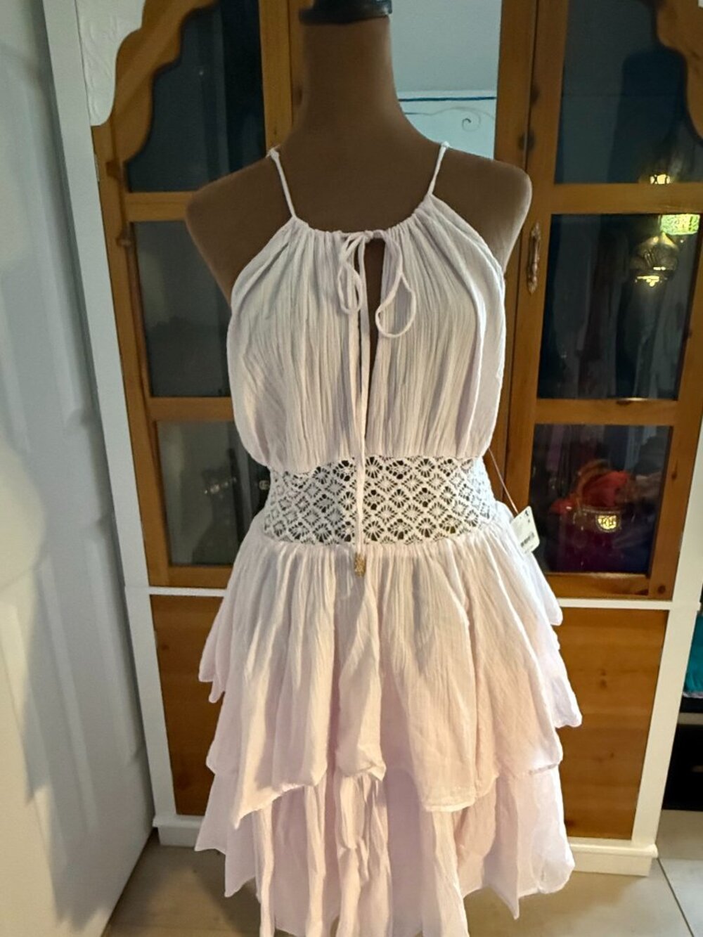Free People Strappy Ruffled Pink Dress Size L - Picture 1 of 6
